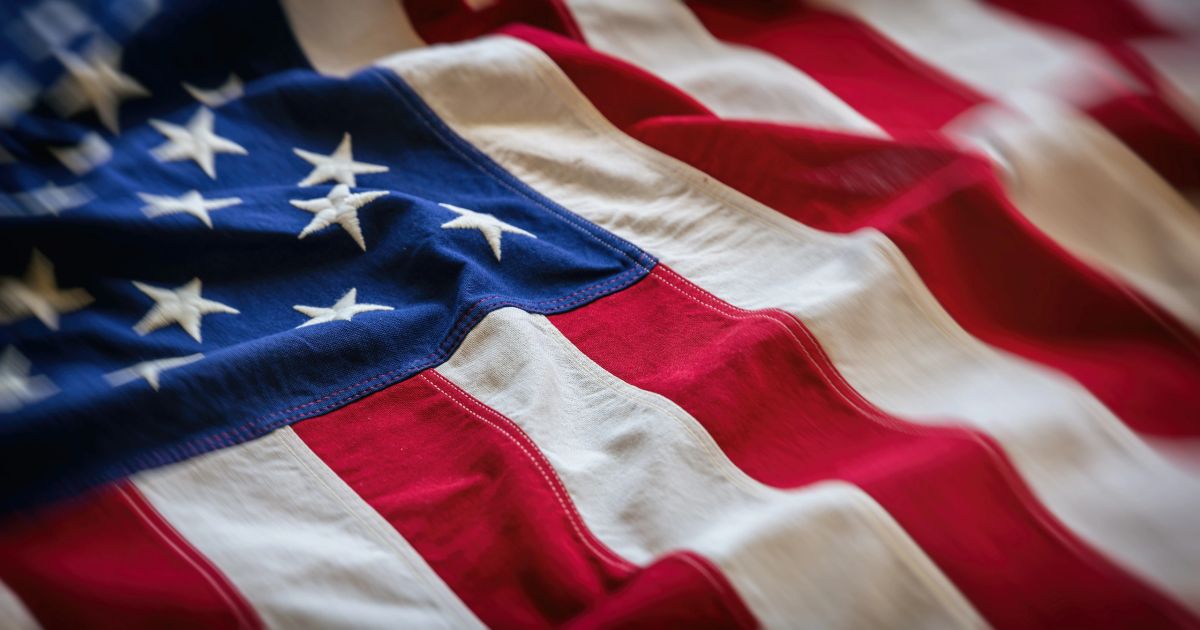 A folded American flag, close-up